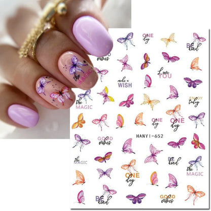 3d Nail Art Decals Elegant White RoyalBlue Roses Flowers Adhesive Sliders Nail Stickers Decoration For Nail Manicure