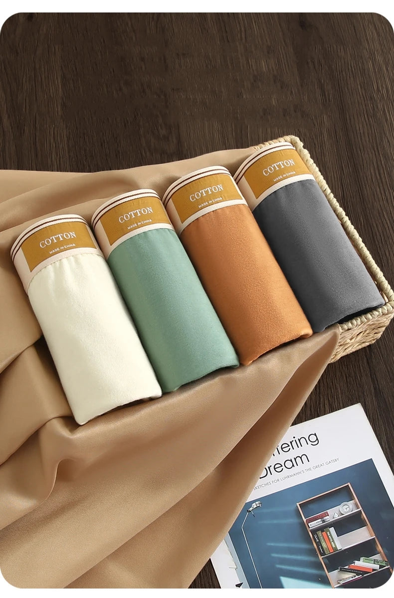 1/3Pcs Set Solid Color Men's Boxer Shorts Breathable Cotton Elastic Boyshorts Antibacterial 7A Level Comfortable Male Underwear