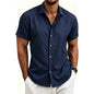 2026 Cotton Linen Shirts for Men Casual Shirts Lightweight Short Sleeve Henley Beach Shirts Fashion Hawaiian T Shirts for Men
