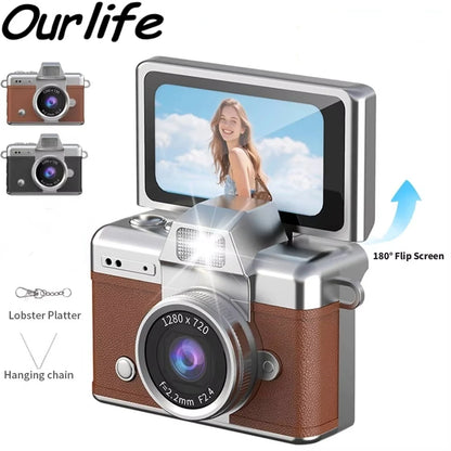 Ourlife Thumb Keychain Camera 1.47 Inch Flip Screen Retro CCD Mini Digital Camera HD Very Small Camcorder Video Recorder