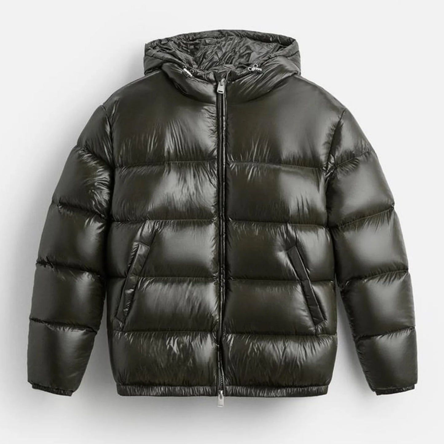 Men'S Down Jacket Casual Solid-Color Hooded Cotton-Padded Jacket Men'S Thickened Winter Warm Coat Loose Pocket Bread Jacket Coat