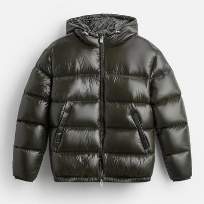 Men'S Down Jacket Casual Solid-Color Hooded Cotton-Padded Jacket Men'S Thickened Winter Warm Coat Loose Pocket Bread Jacket Coat