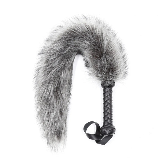BDSM Faux Fox Tail Whip with Handle, Cosplay Tail Flogger, Bondage Paddle, Pet Play Roleplay, Fetish Costume Accessory, SM Adult
