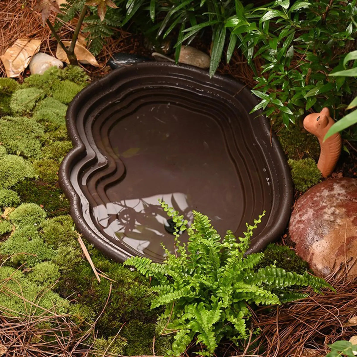 Reptile Bathing Pool Amphibians Accessories Large with Ramp Reptile Water Bowl for Tortoise Turtle Hamster Scorpion Leopard