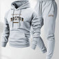 Men's Boston print hooded sweatshirt and sweatpants soft and comfortable thin velvet warm sweatpants set autumn and winter