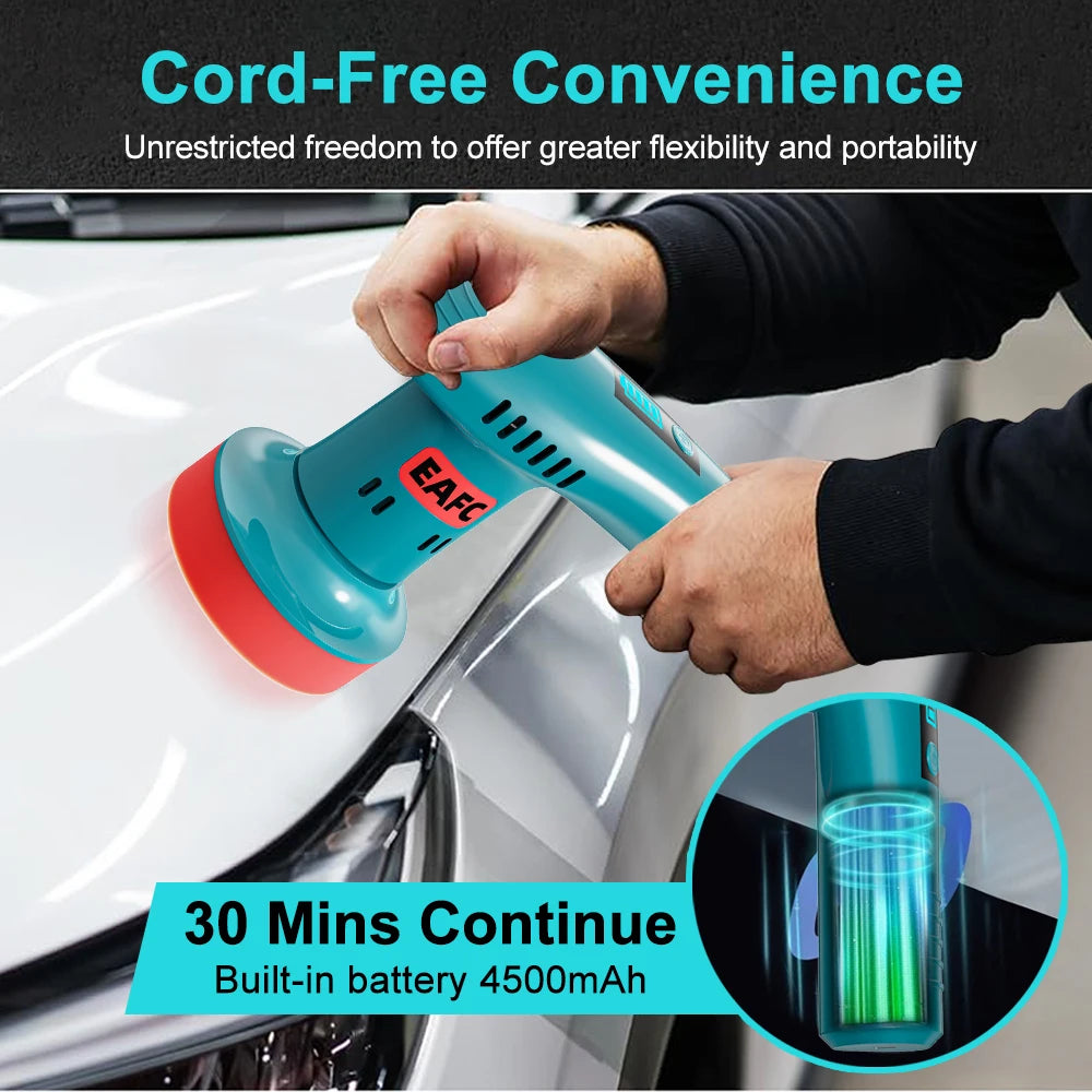 EAFC Car Polisher Handheld Wireless Polisher Car Polishing Waxing Sanding Machine Power Tool for Car Body Cleaning Waxing Repair