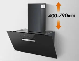 90cm Wall Mounted Cooker Hood 800m³/h A+++ LED Touch Control, Black Glass - Recirculation/Exhaust Option