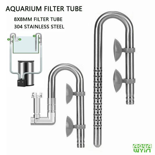 8mm Aquarium Mini Filter Tube Stainless Steel Anti Fish and Shrimp Inlet and Outlet Oil Film Filter Fish Tank Supplies