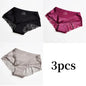 3pcs Lace Women's Panties French Seamless Underwear Female Ice Silk Briefs Solid Color Breathable Underpants Lingerie