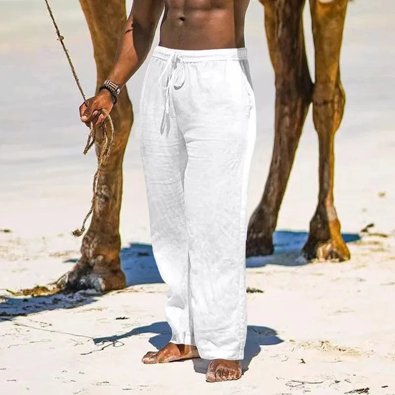 2025 New Men's Cotton Linen Pants Male Autumn New Breathable Solid Color Linen Trousers Fitness Streetwear S-3XL-5XL