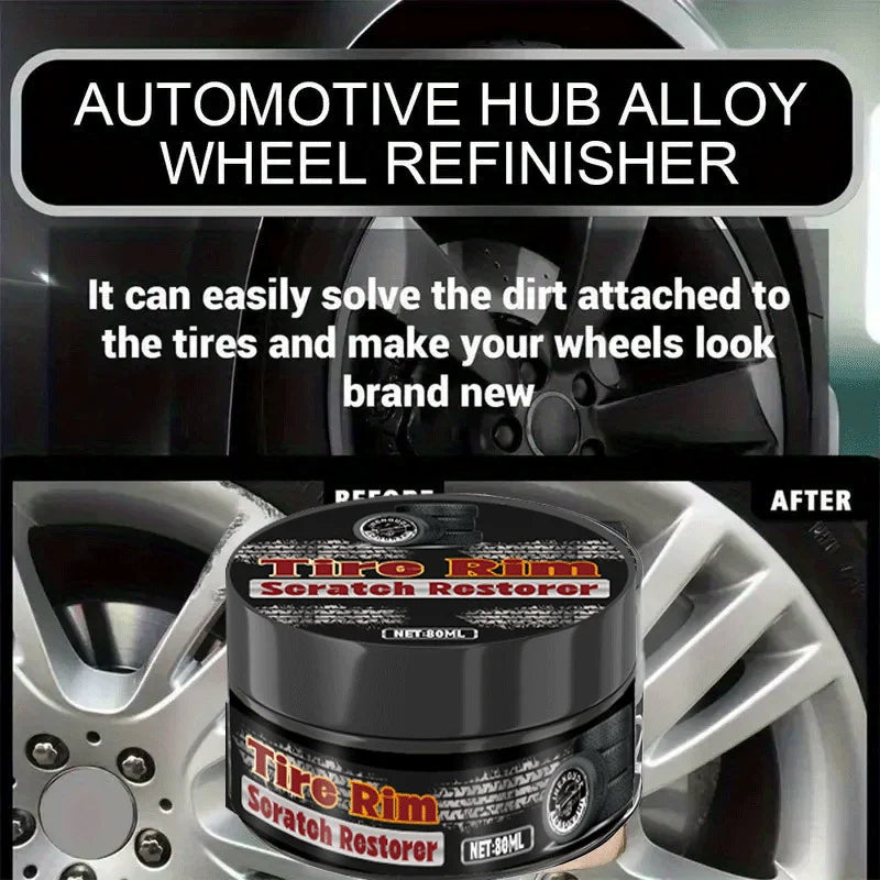 Universal Car Wheel Hub Repair Paste 80g - Scratch, Fade Removal for Aluminum Alloy & Chrome Rims, Tire polish wax
