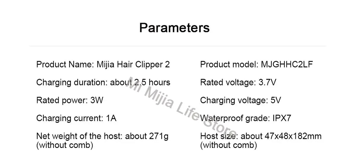 Mijia Hair Clipper 2 Household Wireless Trimmer Cutting Barber IPX7 Titanium Alloy Blade Men Sideburns Electric Shaver
