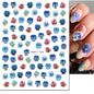 3d Nail Art Decals Watercolor Florals Purple Green Pink Flowers Leafs Fruit Adhesive Sliders Nail Stickers For Manicure