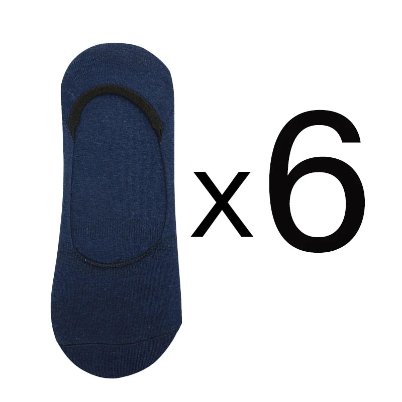 6 Pairs/Lot Men's Bamboo Breathable Invisible Socks Low Cut Casual Cotton Boat Non-Slip No Show High Quality Sock