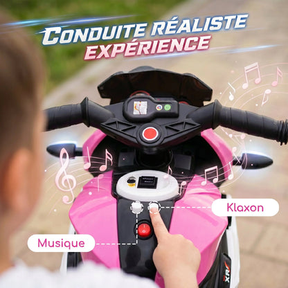 3-wheel electric motorcycle for children, 6V, electric motorcycle for kids aged 3 to 5, with lights and sounds, 86x42x52cm, load capacity: 25 kg
