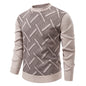 New Sweater Men Casual Knitted Pullover Solid Color Warm Regular Fit Round Neck Sweater Pullovers Mens Sweatwear