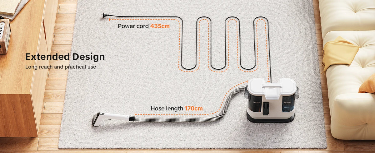 Lubluelu V8 800W Hot Water Carpet Cleaner  60°C Deep Clean Pet Stains 15kPa Strong Suction 5M Long Power Cord 1.75L Tank