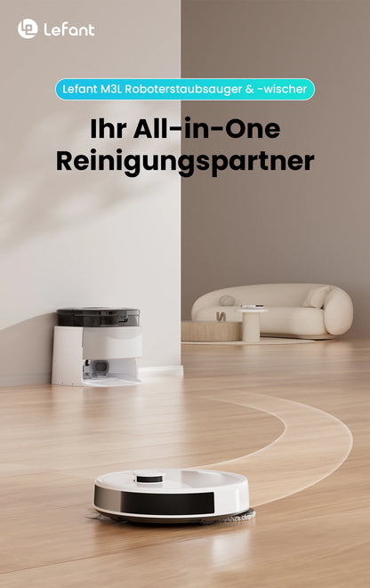 LEFANT M3L Robot dust vacuum cleaner all-in-one charging station 12000 Pa suction 220 min battery life DToF navigation Double R