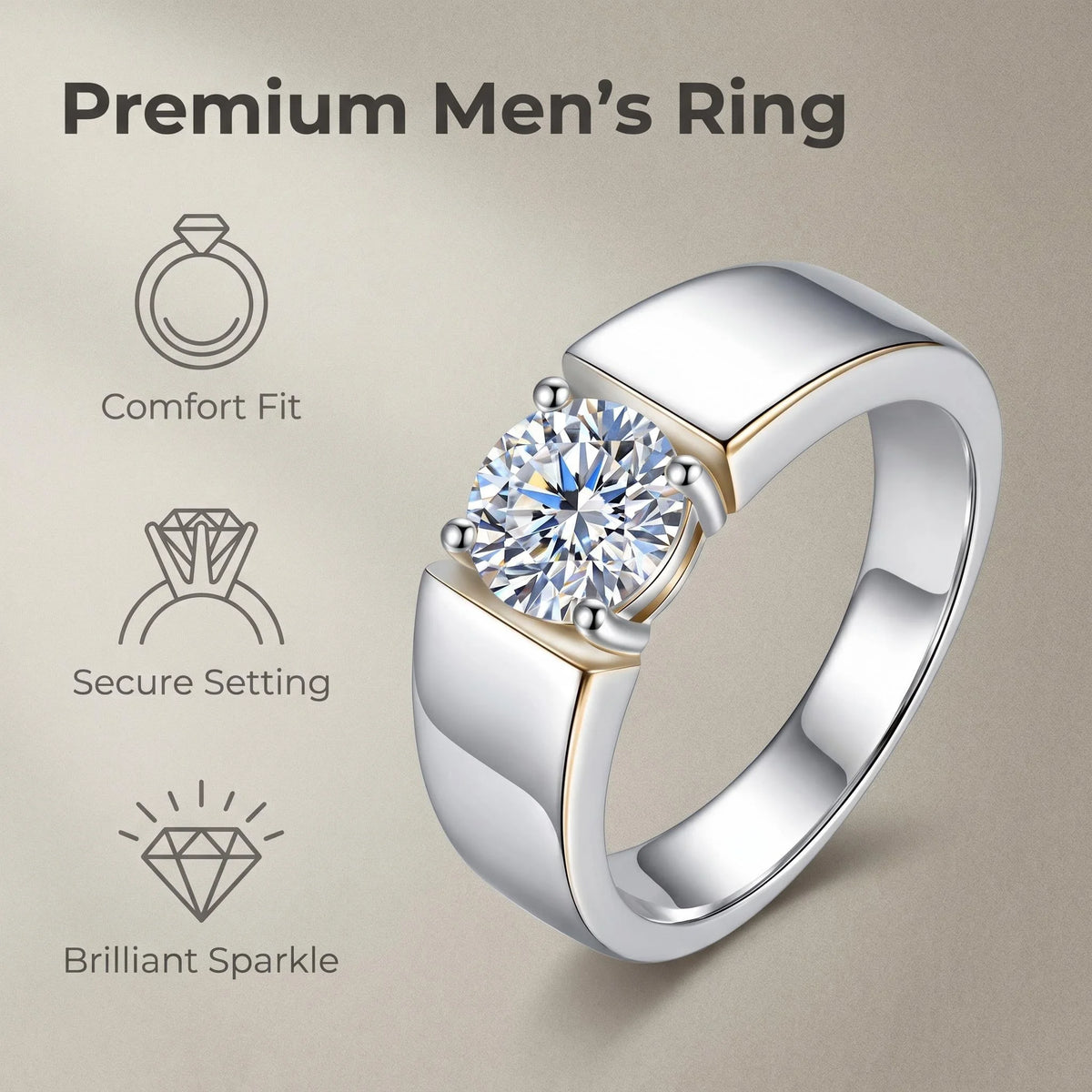 Moissanite Couple Ring For Women Man 925 Silver Stone Match Dia Wedding Band Bride S Sterling Silver White Gold 2.00ct