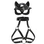 Leather Cat Mask & Body Harness Set Women Erotic Bondage BDSM Fetish Lingerie Gothic Masquerade Cosplay Accessories