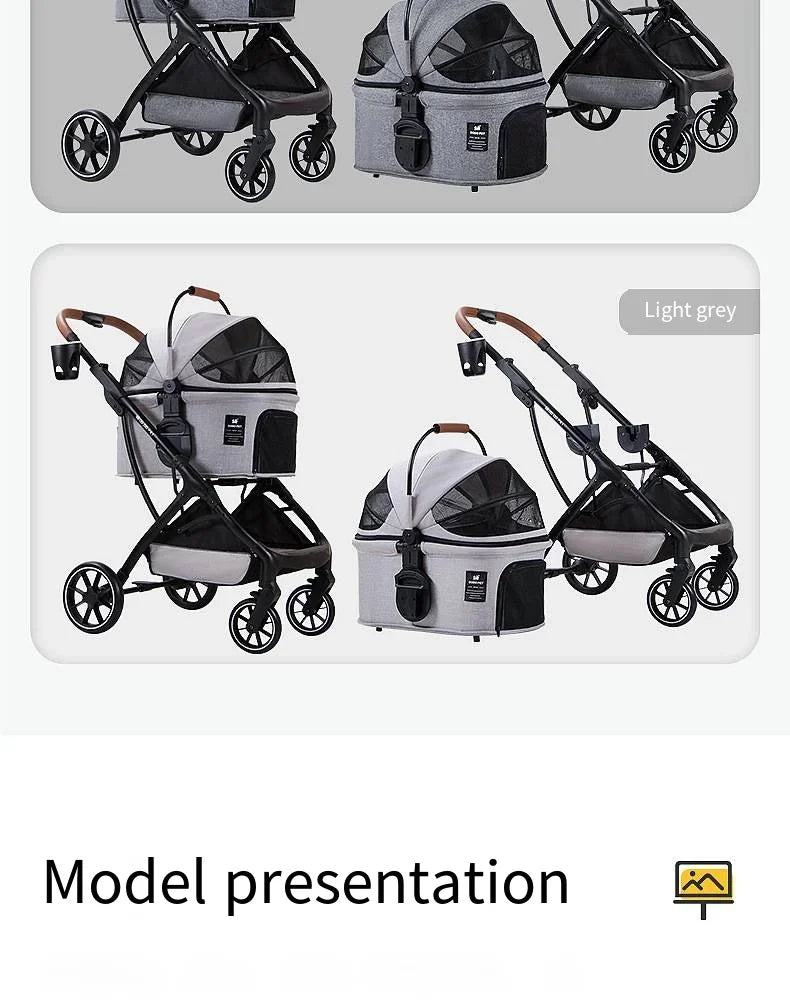 2026 New Dog Stroller Lightweight Foldable Separable Pet Cart, 21.5cm Large Wheel Safe Box for Cat Dog Outdoor Travel 강아지 유모차