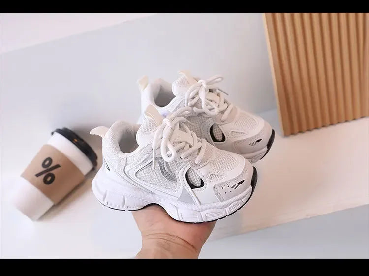 Kids Casual Running Shoes with Thick Soles Boys Girls Fashion Versatile Sports Shoes 2024 New Children Mesh Breathable Sneakers