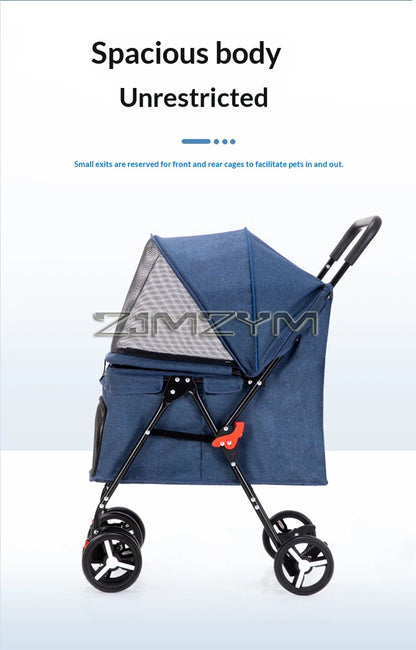 Portable Pet Stroller Dogs Cats Carrier Small Pet Stroller Foldable Suitable Outdoor Travel Dog Cat Supplies