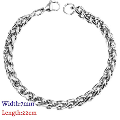 LUXUKISSKIDS Stainless Steel Couple Men/Woman Bracelets Fashion Curb Cuban Link Chains On Hand Rock Bracelet Wrist Jewelry Gifts