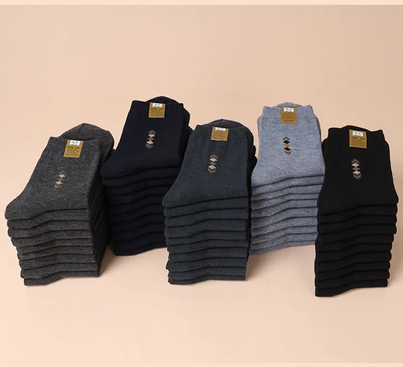 5 Pairs/Lot Men's Fashion Thickened Socks Four Seasons Leisure Breathable Deodorant Mid Tube Cotton Socks High Quality EU 38-44