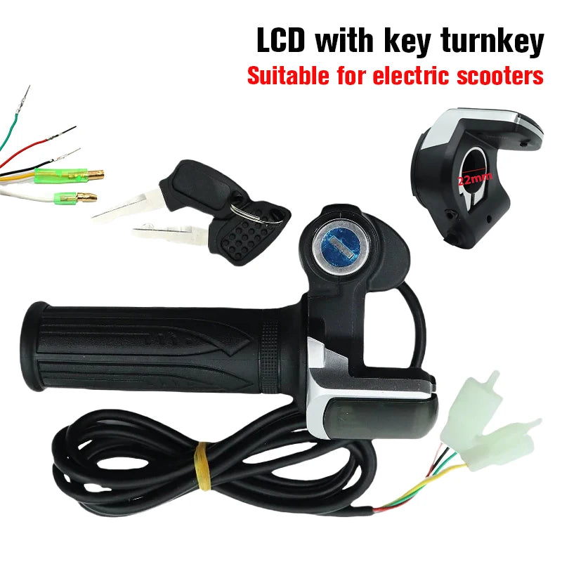 24V/36V/48V Electric Bike Twist Grip Throttle with LCD Battery Display Electric Bicycle Throttle Grip with Power Indicator