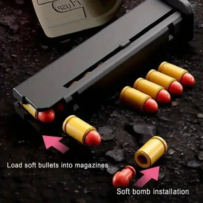 Mechanical G17 Soft Bullet Toy Gun Shell Throwing Continuous Firing Launcher Model Outdoor Sports Shooting Games for Children