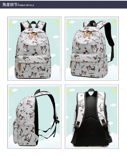 Cute Cat School Bags For Teenage Girls Students Backpack Waterproof Book Bag Travel College Laptop Backpack