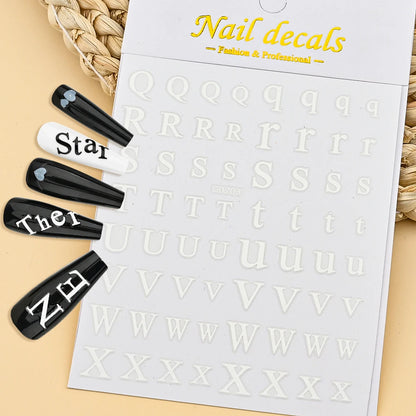 3D Glittery Gothic Letter Design Nail Art Stickers Uppercase Alphabet Letters Artistic Designs DIY Nail Art Decals Decoration #1