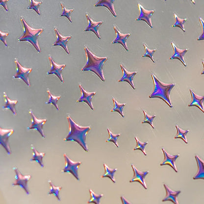 Grid Patterned Star Bowknot Cherry Polka Dot Line Colorful Geometric Five-pointed Star Adhesive Nail Art Sticker Manicure Decal