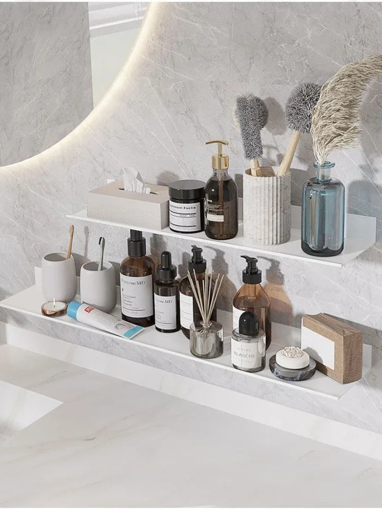 Toilet No Drilling Shelving Wall Mounted Shelf Space Aluminum Vanity Mirror Front Storage Shelves Organizer Bathroom Accessories