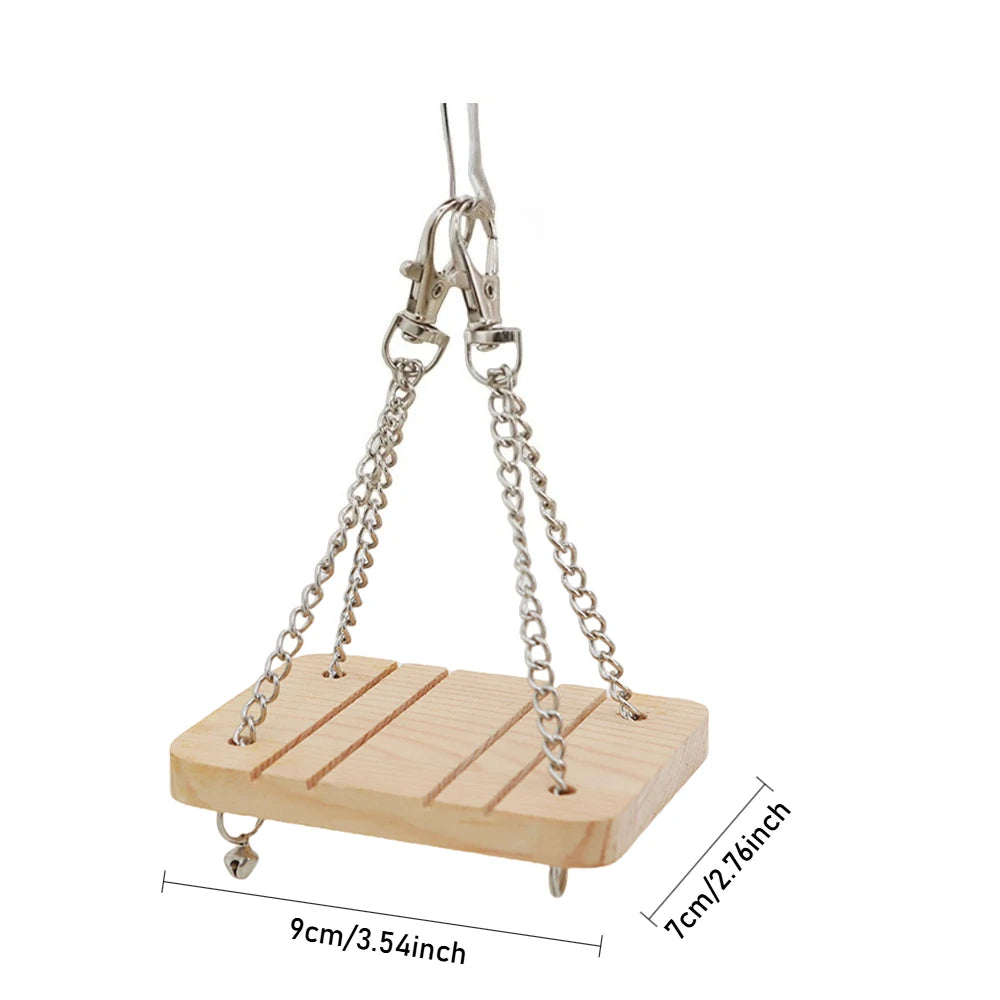 Pet Hamster Wooden Seesaw Climbing Platform Bridge for Small Pet Squirrel Hamster Rabbit Hammock Pet Bird Cage Parrot Swing Toy