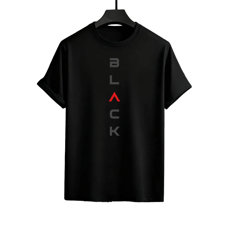 Black Letter Print Mens Tracksuit T-shirt + Pants Urban Causal Sports Outfit Male Spring Summer Home Outdoor Comfort Tees Set