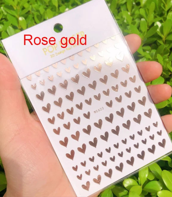 3d Nail Art Stickers Red Black White Love Hearts Stars Clouds French Full Tips Adhesive Nail Decals Slider For Manicure