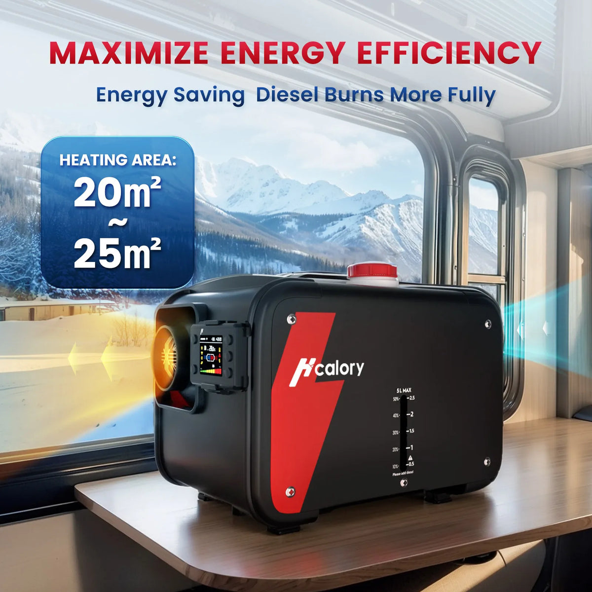 Hcalory HC1-H 8KW Diesel Air Heater 12V All in One Parking Heater with 1.5M Extension Cable Wire, Portable Diesel Heater with Auto Start Stop for Car Truck RV Camper Boat Indoor Outdoor Use