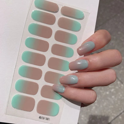 Semi-cured Gel Nail Stickers Solid Color Nail Semi-baked Tips Full Paste Nail Decals UV Lamp Need