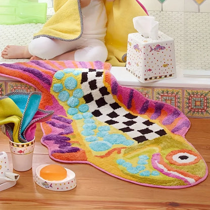 VIKAMA Colorful Fish Carpet Creative Doormat  Rug For Bedroom Living Room Carpet Non-Slip Thick Absorbent Bathroom Carpet Home