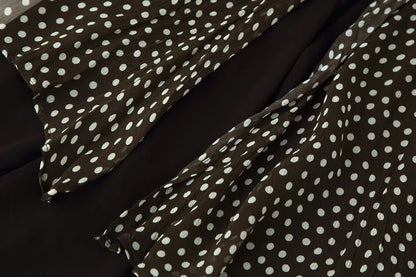 Nlzgmsj 2026 Spring Summer Women's Vintage Black Polka Dot Ruffle Hem Skirt  Asymmetrical Hem Midi Skirt