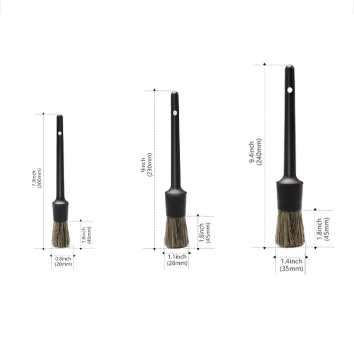3/6Pcs Natural Boar Hair Car Detailing Brush Set Soft Bristle Car Cleaning Brush Kits Auto Tire Wheel Wash Exterior Accessories