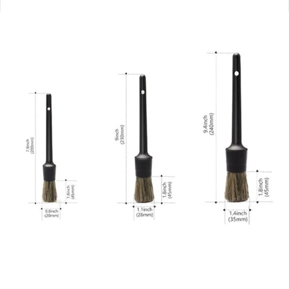 3/6Pcs Natural Boar Hair Car Detailing Brush Set Soft Bristle Car Cleaning Brush Kits Auto Tire Wheel Wash Exterior Accessories