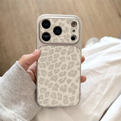 Luxury Leopard Print Cortex Leather Phone Case For iPhone 17 Pro Max 12 13 14 15 16 11 Cases Shockproof Bumper Back Cover Funda