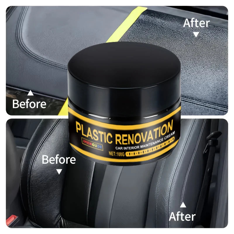 1 Piece 100g Car Plastic Repair Agent Recovery Black Luster Car Interior Leather and Panel Update Wax Coating Car Polishing and Repair Coating Cleaning Rejuvenation Repair Wax