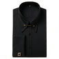 Embroidered French Cufflinks Men's Long-Sleeve Shirt with Collar Pins, Big Collar Dress Shirt for Business Formal Wear, Gentlema