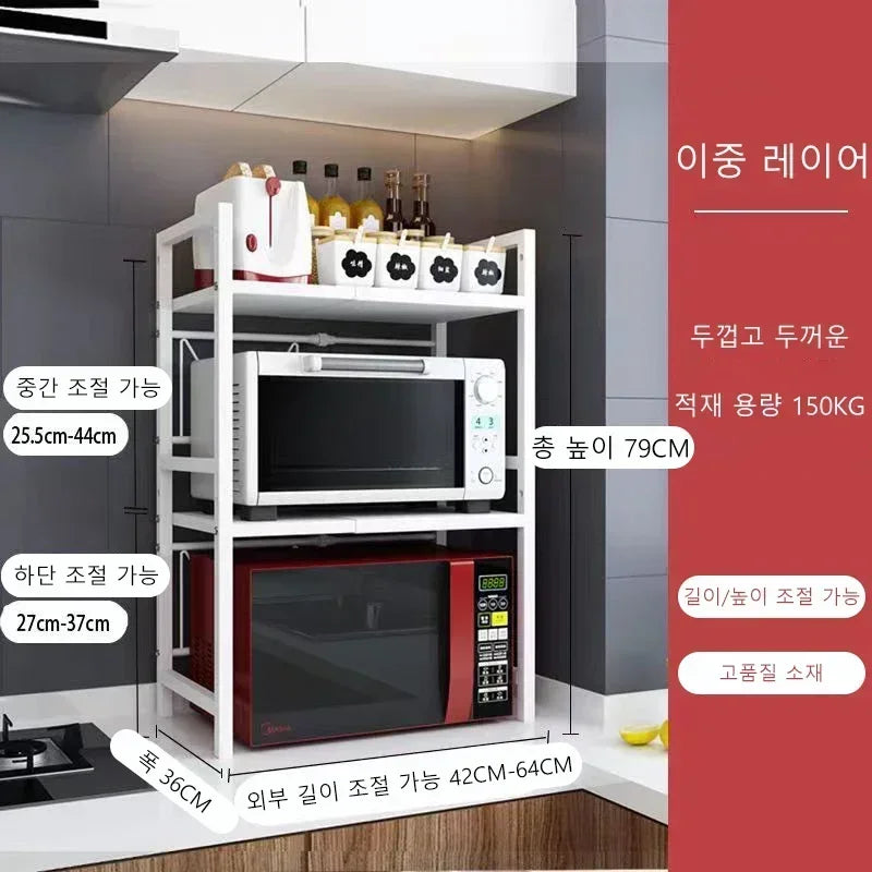 Household Microwave Oven Rack Kitchen Countertop Oven Rack Seasoning Storage Rack Holder Stand Storage Furniture