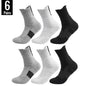6/3/1 Pairs New Men Sports Running Fitness Flight Short Tube Socks Women's Towel Bottom Basketball Socks Solid Color Black Socks