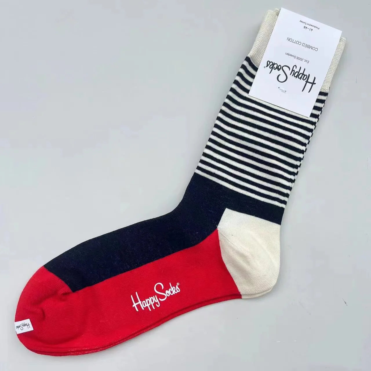 Happy Socks Men's Mid-tube Socks Four Seasons Pure Cotton Classic Socks SIZE 41-46